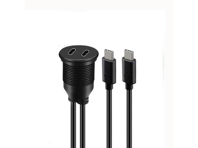 FOR USB 2.0 3.0 3.1 Type C Male to Female Car Mount Flush Cable Waterproof Extension Dual 2 Port for Car Truck Boat Motorcy Panel 1M