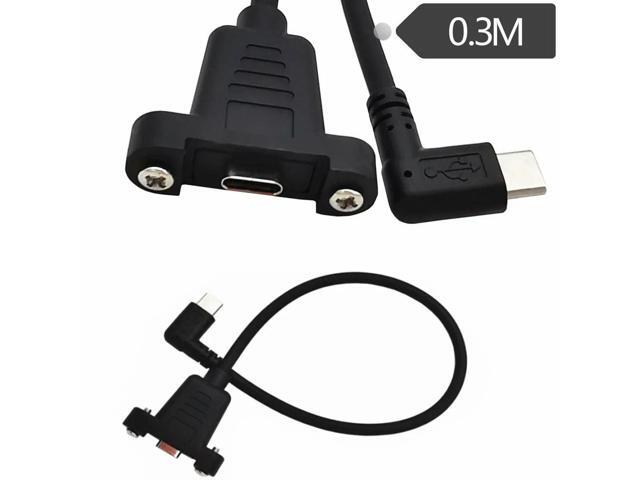 FOR type-c USB 90 ° Male to Female Extension Panel Mount Type Cable Cord,1Feet Black (Micro USB M/F) 0