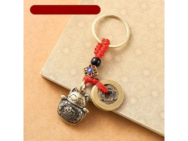 Lucky Cat Brass Keychain Feng Shui