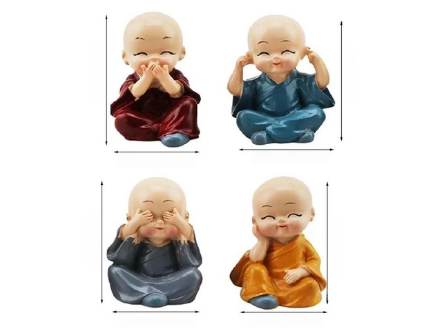 Buddha Statue Kung Fu Monk Car Accessories 4pcs
