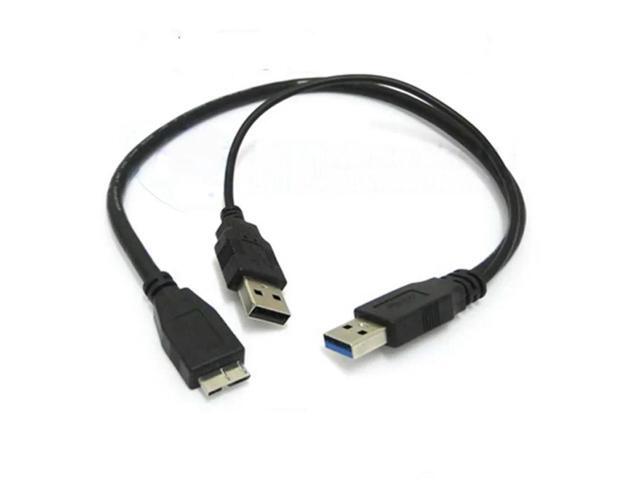 FOR USB 3.0 A Male to Micro USB Male 3 Y Cable with Extra USB Power for 2.5' Mobile HDD 60cm