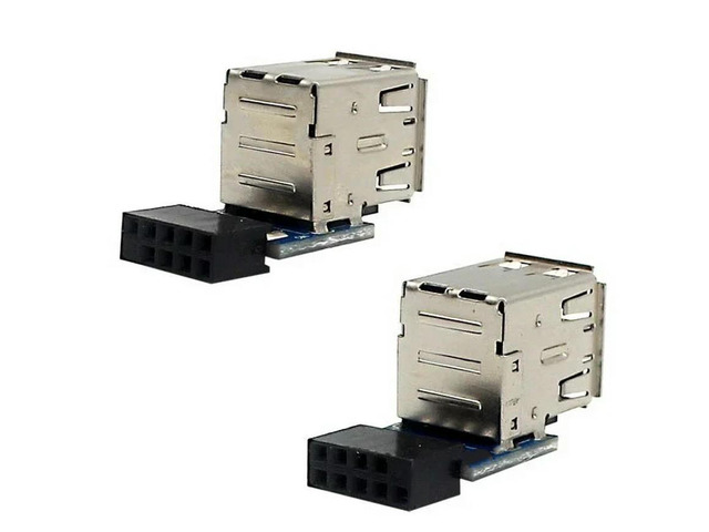 FOR 2Pcs Motherboard 9Pin to Dual USB2.0 PC Hardware Cable Adapter with Built-in USB Interface