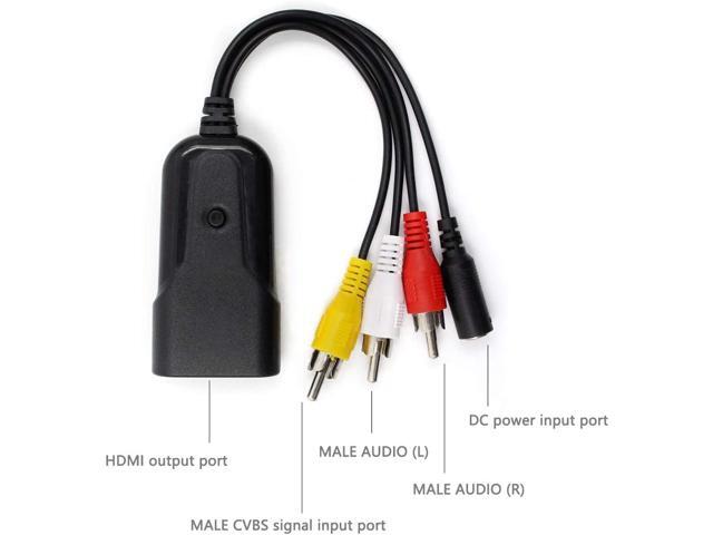 Composite to HDMI Converter, HDMI, AV to HDMI Support 1080P with Power Adapter, RCA to HDMI for PS One, PS2, PS3, WII, WII U and SEGA Video Games...