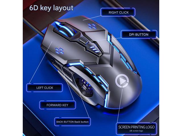Jicheng Wired Mute Mouse for Silent Clicking, Ergonomic Mouse Suitable for Mac, Laptop, Desktop PC - Black