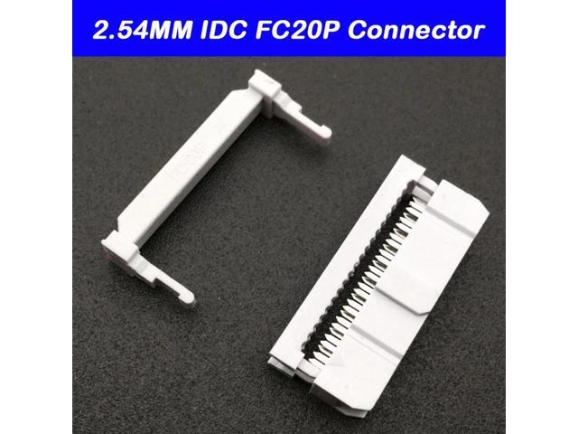100pcs FC-20P 2*10p IDC Socket 20 Pin Dual Row Pitch 2.54mm IDC Connector cable socket white