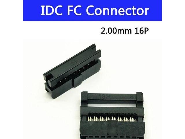 100pcs 2.00 mm IDC Socket Female FC 16P 16pin 2*8 Rectangular Connector adapter Ribbon Cable 1.00 mm