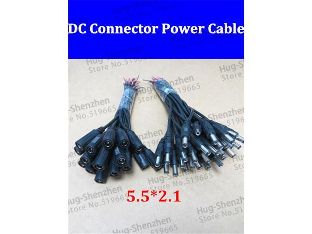 10pair Monitoring DC power male+female connector power cord / led controller DC line / size 5.5 * 2.1 Power Male Plug Connector