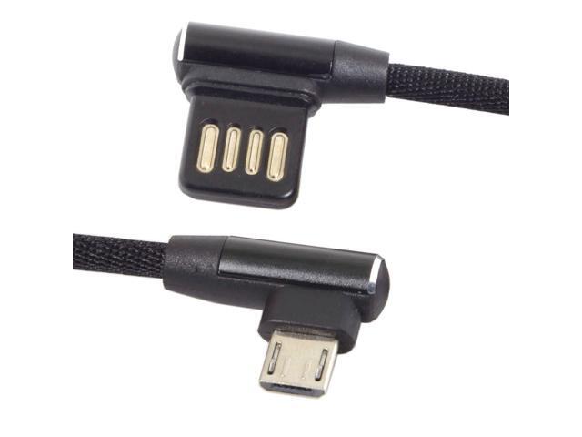 Left Right Angled 90 Degree USB 2.0 Data Cable with Sleeve for Tablet & Phone 15cm to Micro USB 5Pin