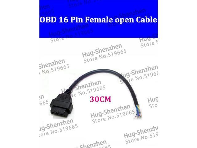 2pcs/lot 30cm OBD 2 cavo kabel Opening Cable 16 Pin female Extension Connector Diagnostic wire cord Extender