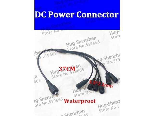 1pcs 6 Way 5.5x2.1mm Female to 5.5x2.1mm Male DC Waterproof Power Supply Adapter cable with 37cm cable