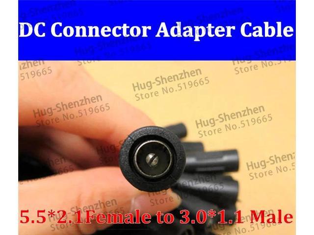 20pcs/lot Female 5.5*2.1 to male 3.0*1.1 dc power plug connector cable