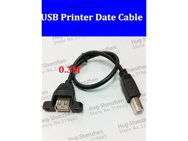 10pcs/lot 30CM B Male to USB A Female Adapter Converter Screw Lock Panel Mount Data Cable Cord