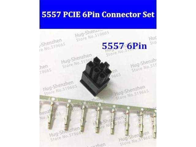 100pcs Black 5557/ 6Pin male for PC/computer PCI-E Power connector plastic shell with 600pcs terminals pin crimp