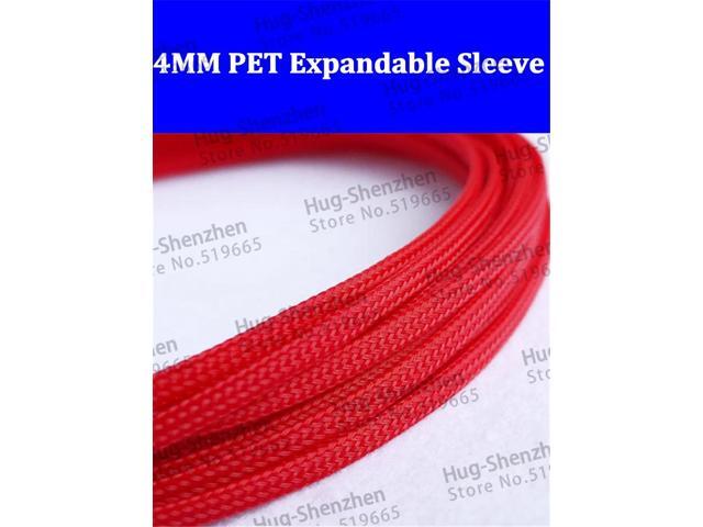 Red 4mm Insulation Lightning Shielding PET Braided Sleeving for PC Cables 50M/lot