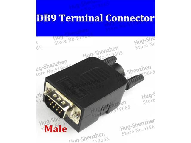 25pcs/lot D-SUB DB9 Male 9Pin Plug Breakout Board Terminals Connector Screw Type Black Plastic Cover