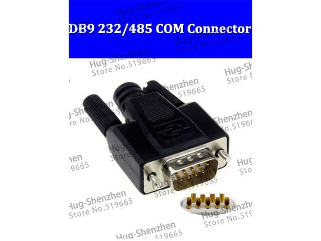 10PCS DB9 Pin Serial Male Plug Black Shell Plastic VGA COM connector 232/485 with Gold Plate