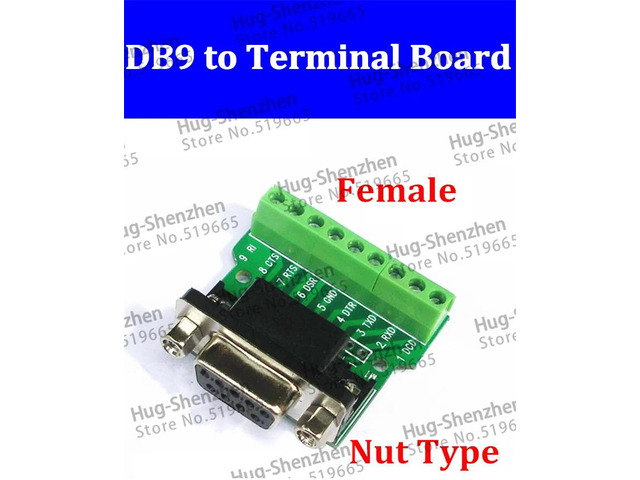 50pcs DB9-M1 Female 9Pin Breakout To PCB Board Terminal Connectors Nut type