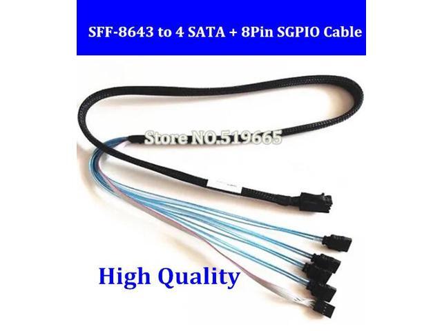 100cm Length Mini SAS HD Data Cable Support 12Gb/s 6GB SFF-8643 to 4 SATA + 8Pin SGPIO Light Line Cable