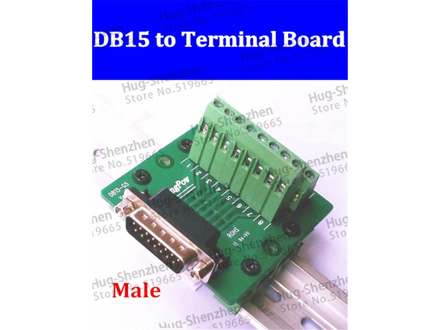 5pcs DB15 Male D-SUB 15 Pin Port Signals Breakout PCB Board terminal Adapter connector DR15 without Din Rail Mounting