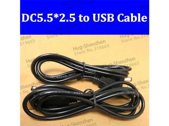 10pcs/lot USB A 2.0 male Power Supply Charging Cable to DC 5.5x2.5mm male Plug Connector Cord