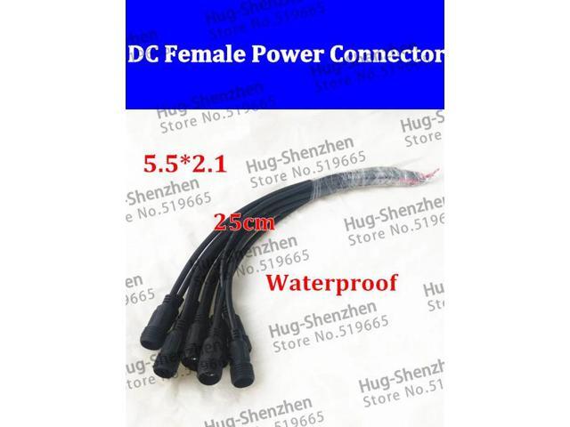 50PCS/LOT DC wire 25CM Waterproof DC plug 5.5 * 2.1 DC plug female plug connector for monitoring