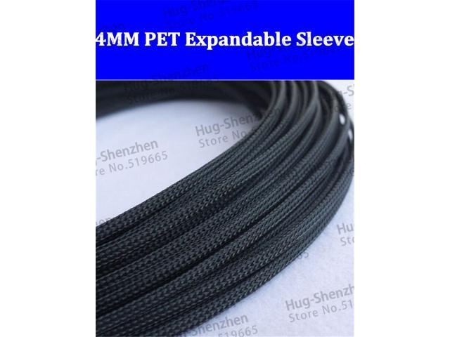 4mm 200M Black PET Braided Cable Sleeving Expandable Auto Wire Cable Gland sleeving Wire Sheathing-