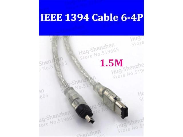 RETAIL 2PCS 1.5M Translucent Firewire IEEE 1394 Cable 6 pin to 4 pin Cord Cable Wholesale