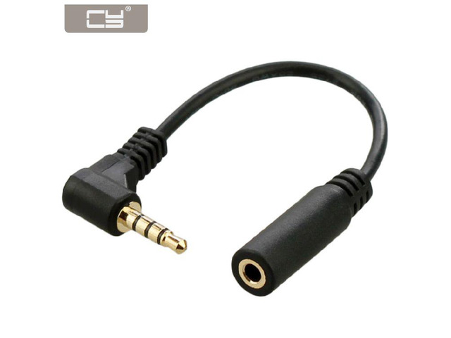 CYDZ 10cm Right Angled 90 Degree 3.5mm 4 poles Audio Stereo Male to Female Extension Cable