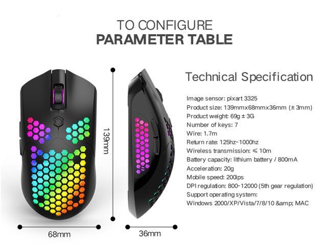 X2 E-sport Wireless Mouse RGB Dual Mode Gaming Mechanical Macro Computer Notebook Mouse With Lightweight Honeycomb Shell Ultralight