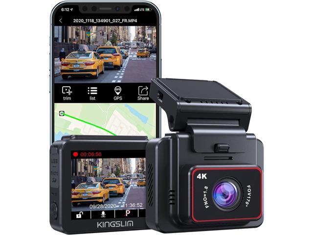 4K Dash Cam with WiFi - Front Dash Camera for Cars with GPS and Speed, Sony Night Vision, Support APP and 256GB Max,Kingslim D5