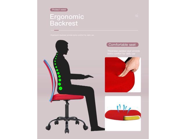 BestOffice Ergonomic Office Chair Desk Chair Mesh Computer Chair Armless Back Support Modern Executive Rolling Swivel Chair with Lumbar Support(Red)