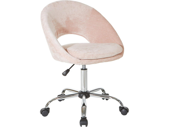 OSP Home Furnishings Milo Modern Chic Height Adjustable Padded Home Office Chair, Blush Pink Micro-Fiber Velvet