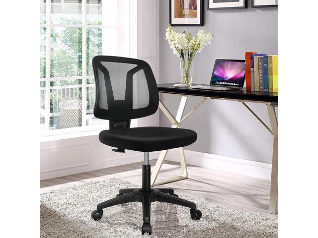 VigorPow Armless Mesh Office Chair Ergonomic Swivel Black Small Computer Desk Chair No Arms with Lumbar Support Height Adjustable Task Chair for...