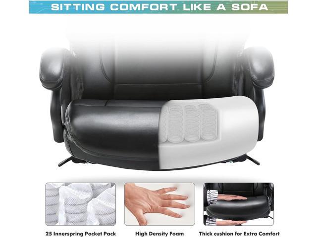 Big and Tall Office Chair 400lbs-Heavy Duty Executive Desk Chair with Extra Wide Seat, High Back Ergonomic Leather Computer Chair with Tilt...