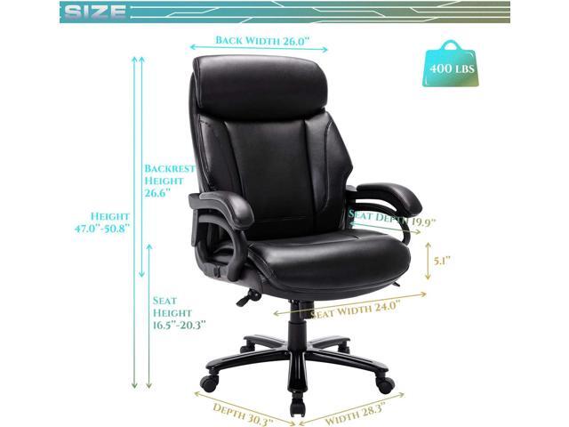 Big and Tall Office Chair 400lbs-Heavy Duty Executive Desk Chair with Extra Wide Seat, High Back Ergonomic Leather Computer Chair with Tilt...