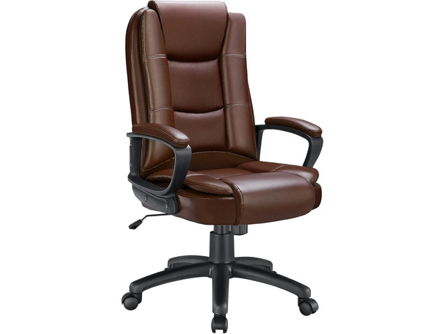 Office Desk Chair, Big and Tall High Back Managerial Executive Computer Chair, Ergonomic Height Adjustable PU Leather Chairs with Cushions Armrest...
