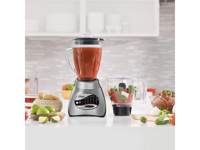 Oster Classic Series 16 Speed Blender with Food Chopper and Glass Jar Brushed Nickel