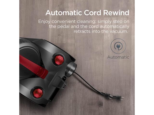 Eureka Bagless Canister Vacuum Cleaner, Lightweight Vac for Carpets and Hard Floors, Red, Whirlwind NEN110D