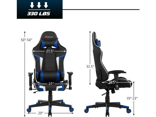 Goplus Gaming Chair - Racing Style, High Back PU Leather, Adjustable Arms & Headrest, Ergonomic Reclining Game Chair with Rolling Swivel Base