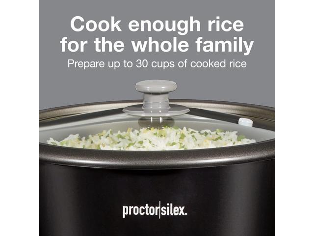 Proctor Silex Rice Cooker & Food Steamer, 30 Cups Cooked (15 Cups Uncooked), Includes Steam and Rinsing Basket, Black (37555)