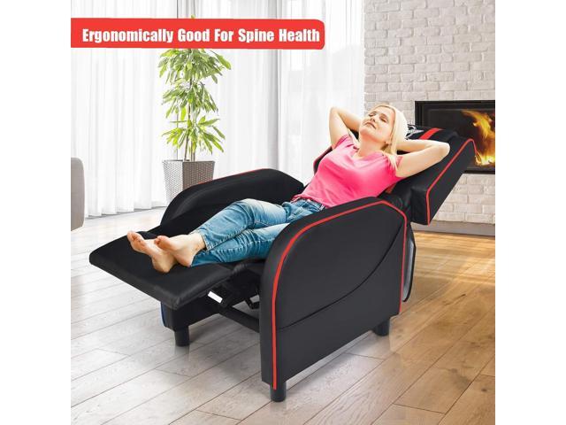 POWERSTONE Gaming Recliner Chair, Reclining Gaming Chairs for Adults Ergonomic Leather Sofa with Footrest Lumbar Support Headrest and Side Pouch...