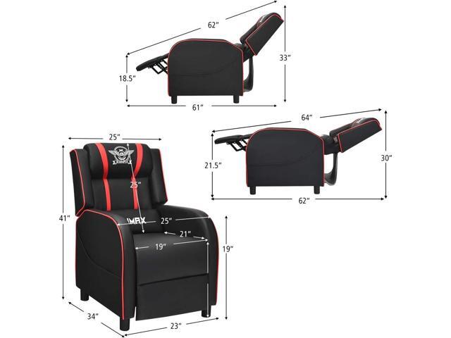POWERSTONE Gaming Recliner Chair, Reclining Gaming Chairs for Adults Ergonomic Leather Sofa with Footrest Lumbar Support Headrest and Side Pouch...