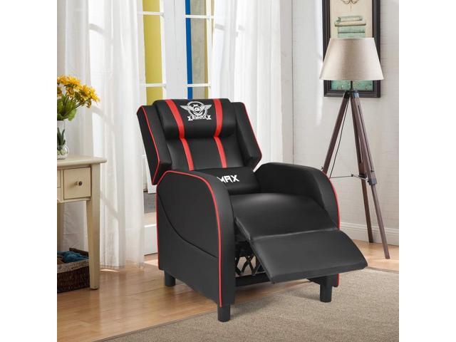 POWERSTONE Gaming Recliner Chair, Reclining Gaming Chairs for Adults Ergonomic Leather Sofa with Footrest Lumbar Support Headrest and Side Pouch...