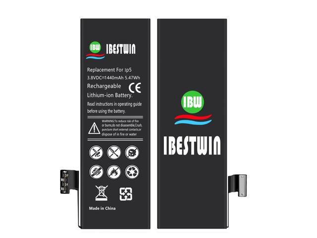 IBESTWIN 3.8V 1440mAh Replacement Battery for iPhone 5 A1428, A1429 and A1442 with Replacement Tool Kits, Adhesive Strip and Instruction(Not for...