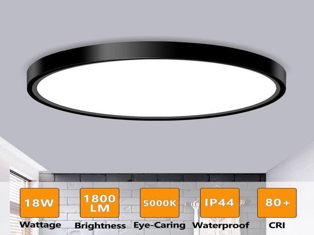 LED Flush Mount Ceiling Light Fixture, 9 inch Modern Black LED Ceiling Light, 18W 5000K, Low Profile Slim Flat Surface Mount Ceiling Lights for...