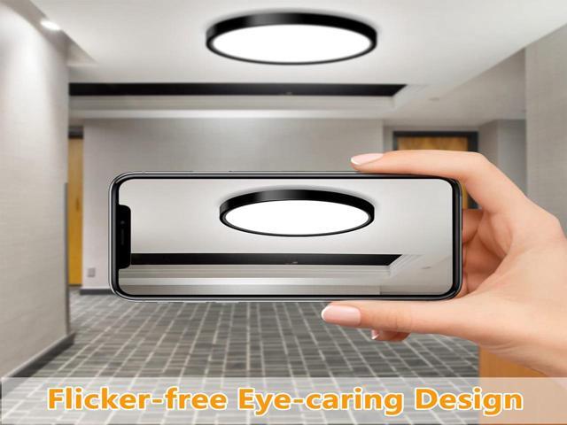 LED Flush Mount Ceiling Light Fixture, 9 inch Modern Black LED Ceiling Light, 18W 5000K, Low Profile Slim Flat Surface Mount Ceiling Lights for...