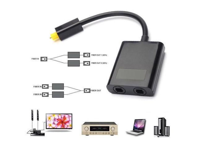 Optical Digital Audio Cable Splitter Adapter 2 Way SPDIF Toslink 1 To 2 Out Hub