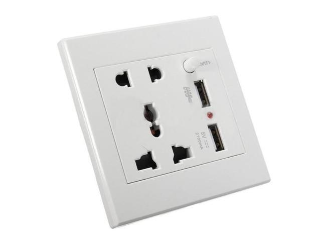 2.1A Dual USB Wall Charger Socket Adapter Universial Power Outlet Panel wite Switch