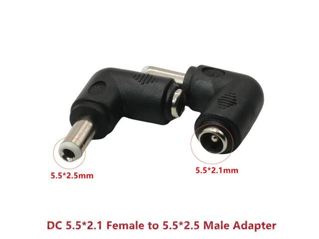 DC 5.5*2.1mm Female to 5.5*2.5mm Male Adapter, Jack 5.5mm x 2.1mm to 5.5mm x 2.5mm Right Angle Connector 90 Degree 5-pack