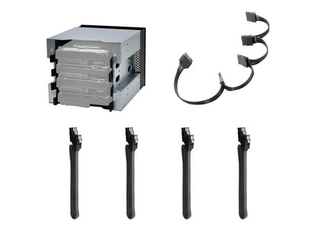 3X Optical Drive Bay to 4-Bay 3.5Inch SATA SAS HDD Cage Rack Bracket Hard Drive Tray Caddy Adapter with SATA 3.0 Cable B